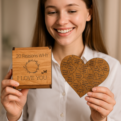 Twin Flames Heart Puzzle with 20 Messages To Decode