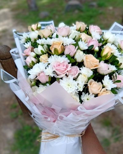 Whispering Blooms of Roses & Chrysanthemums